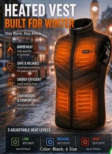 Men black usb heated winter - men's,